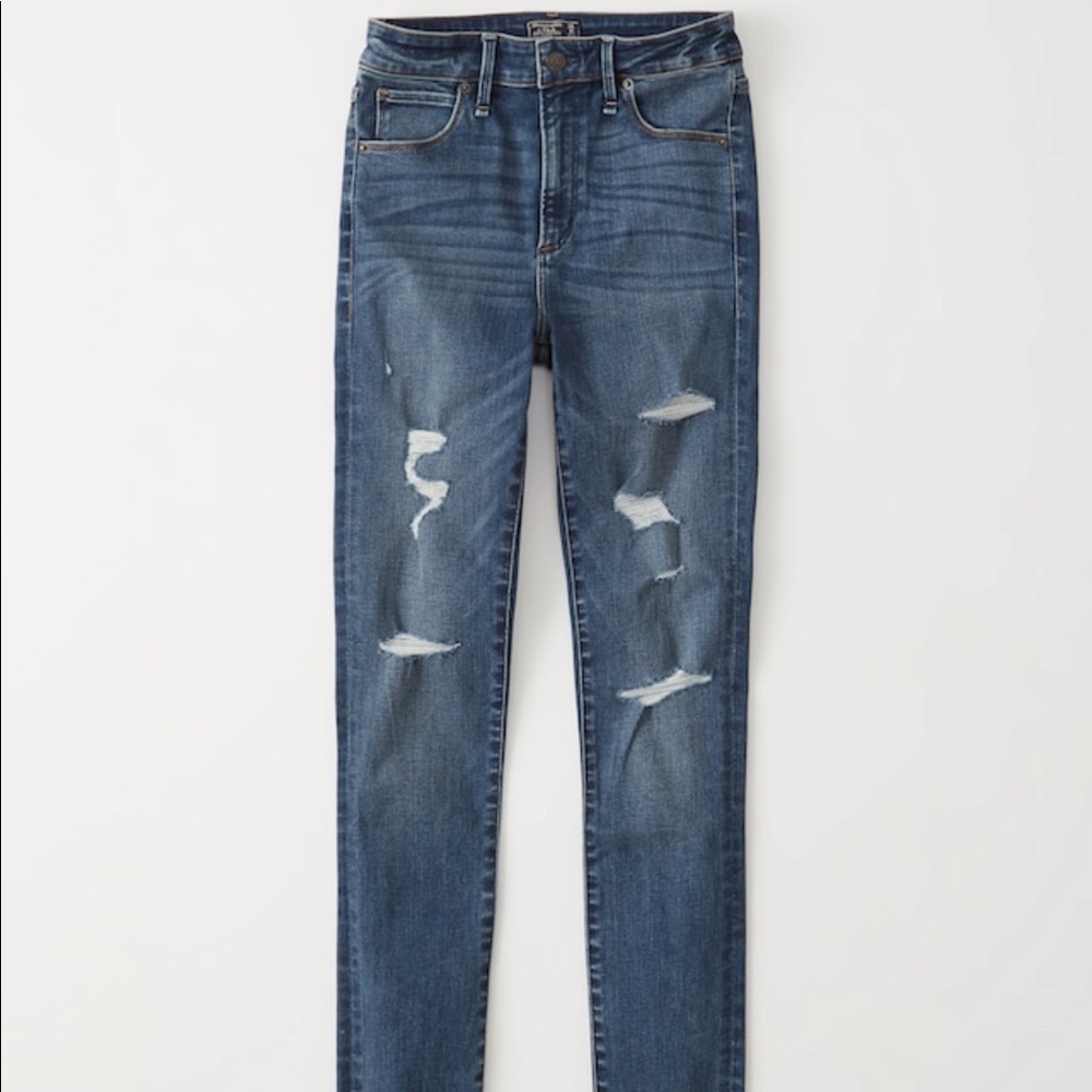 Abercrombie High Rise Distressed Denim